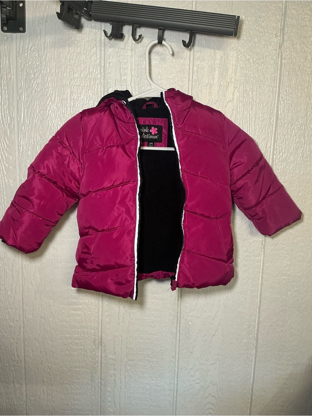 Pink Platinum Kids Magenta Hooded Puffer Jacket